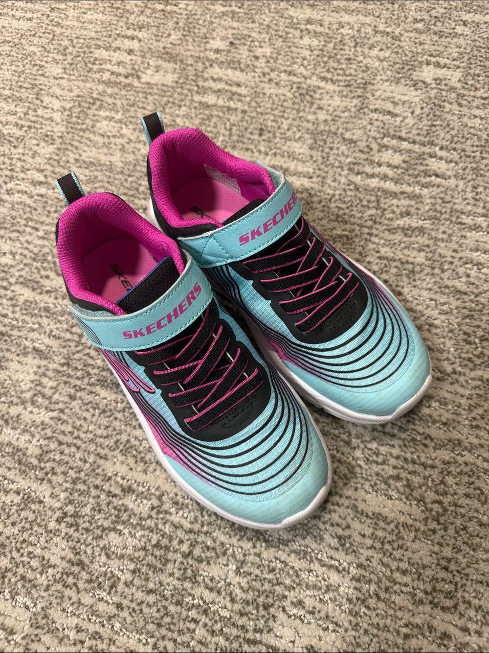 Skechers Kids Light Blue and Pink Hook-and-Loop Sneakers